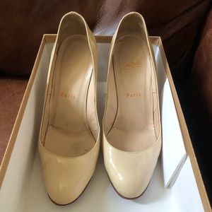 Christian Louboutin Simple Pump Patent 100mm Bone 36.5